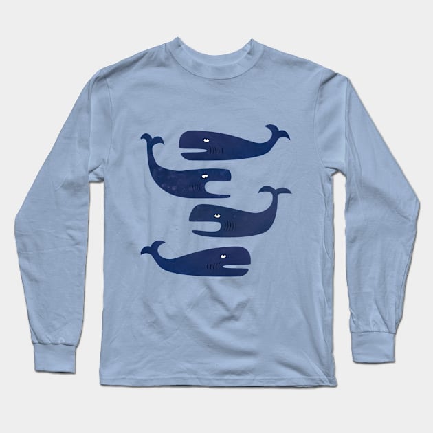 Whales Long Sleeve T-Shirt by NicSquirrell